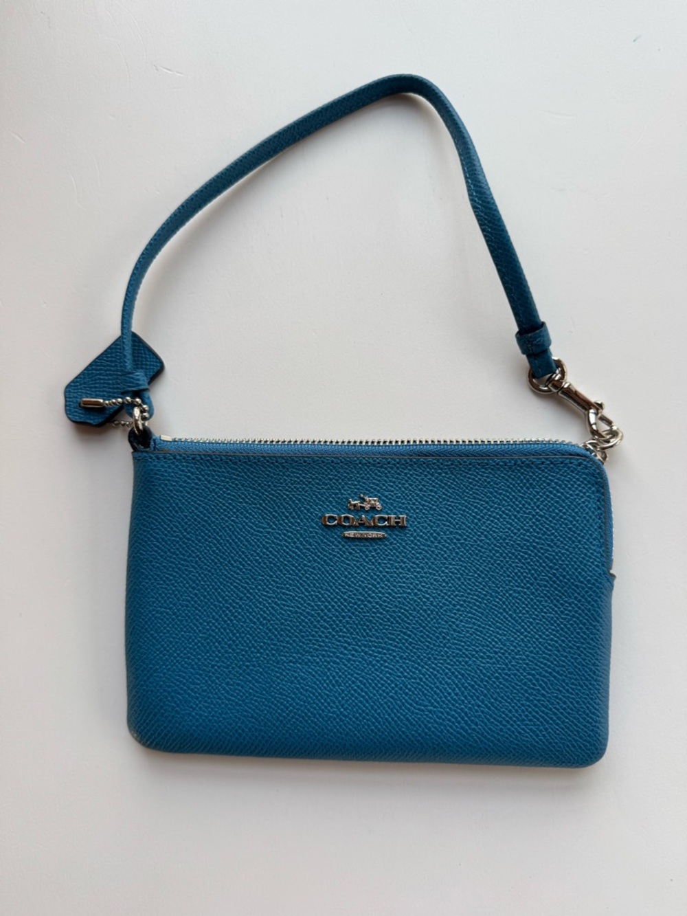 COACH Teal Pebbled Leather Wristlet Never Used